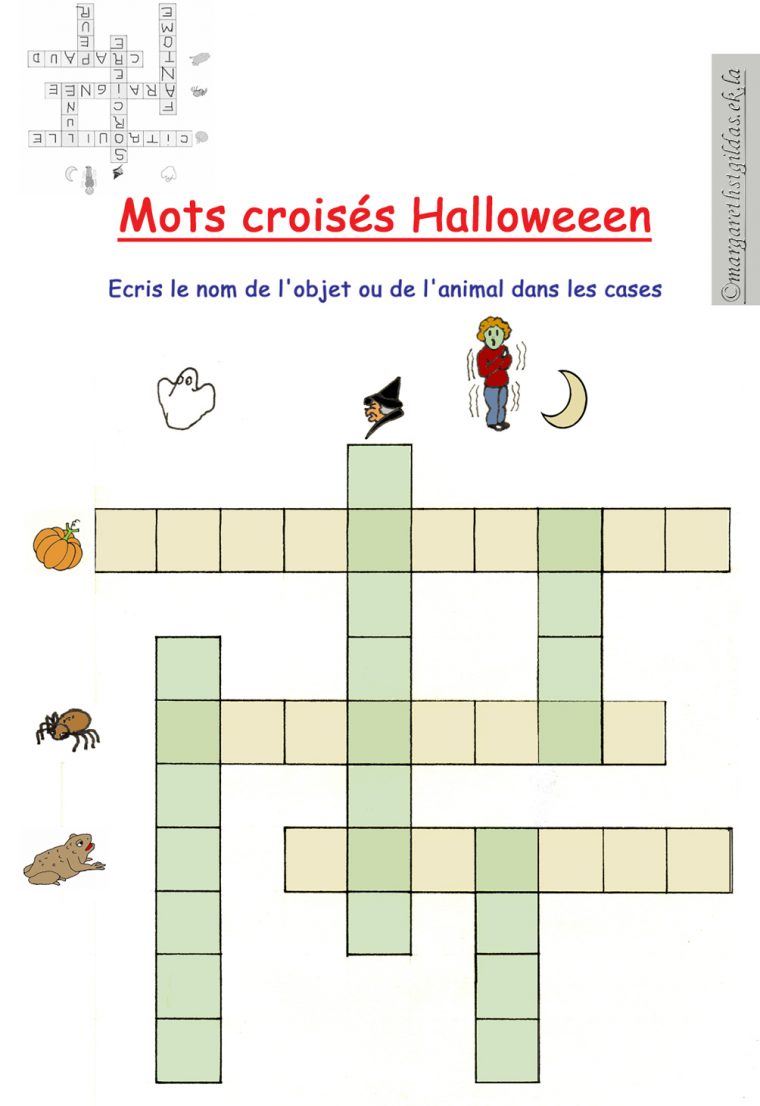 Mots Croisés Halloween – Margareth à Mots Croisés Enfants À Imprimer