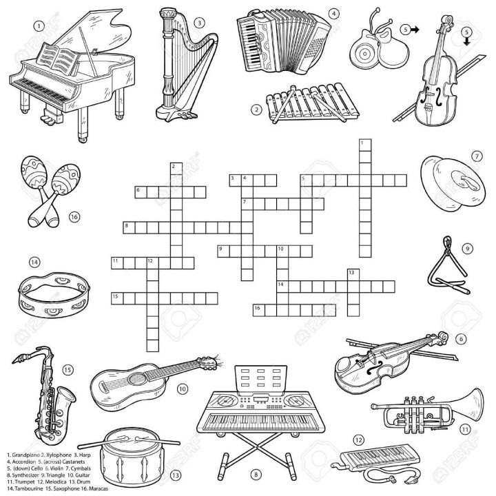 Mots Croisés Incolore, Jeu Éducatif Pour Les Enfants Sur Les Instruments De  Musique à Jeu Des Instruments De Musique