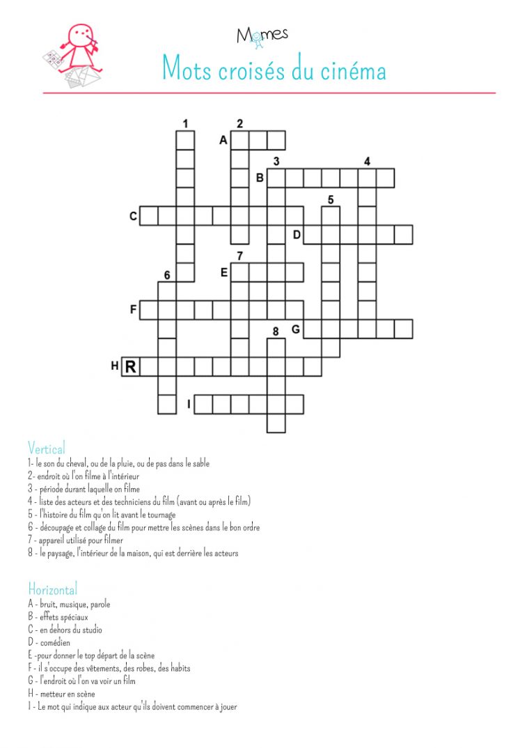 Mots Croisés : Le Cinéma – Momes serapportantà Mots Croises Et Mots Fleches