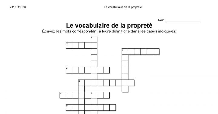 Mots Croisés – Le Vocabulaire De La Propreté – Le Village Le encequiconcerne Jeu De Mot Croisé