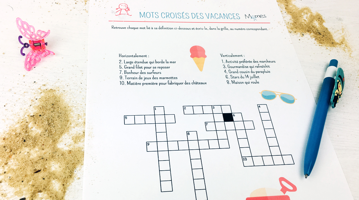 Mots Croisés : Les Grandes Vacances - Momes intérieur Jeux De Mots Enfants
