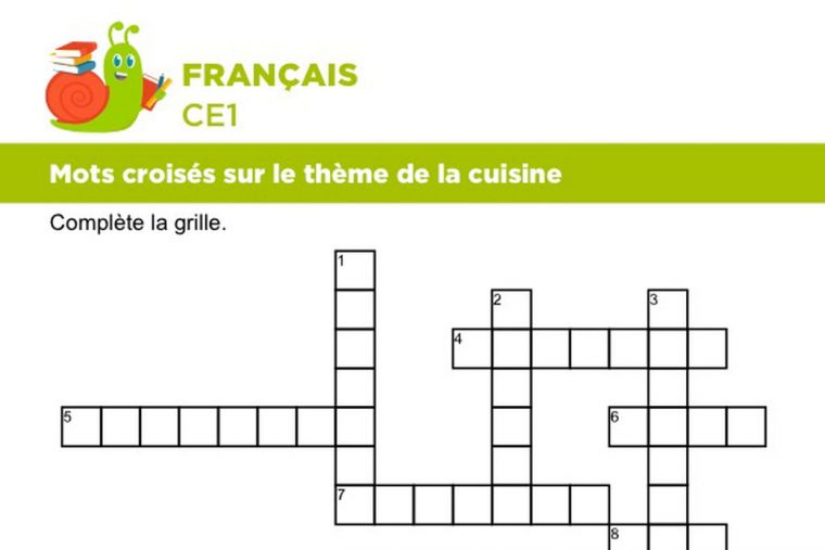 Mots Croisés Sur Le Thème De La Cuisine dedans Mots Fléchés Simples À Imprimer