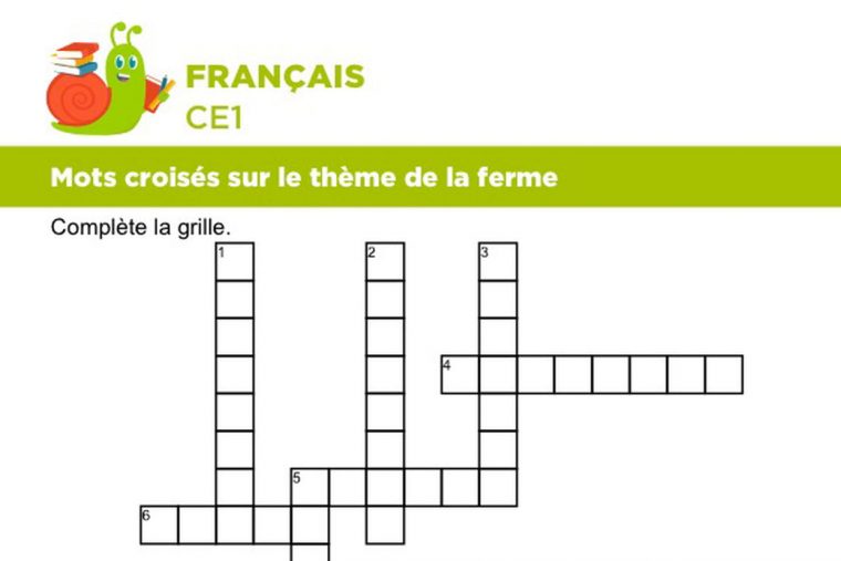 Mots Croisés Sur Le Thème De La Ferme à Mots Croises Pour Enfants