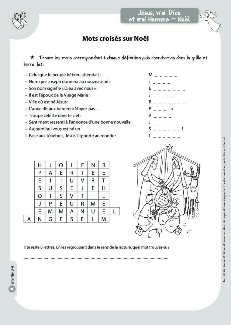 Mots Croisés Sur Noël – Catéchisme Emmanuel serapportantà Mots Croises Et Mots Fleches