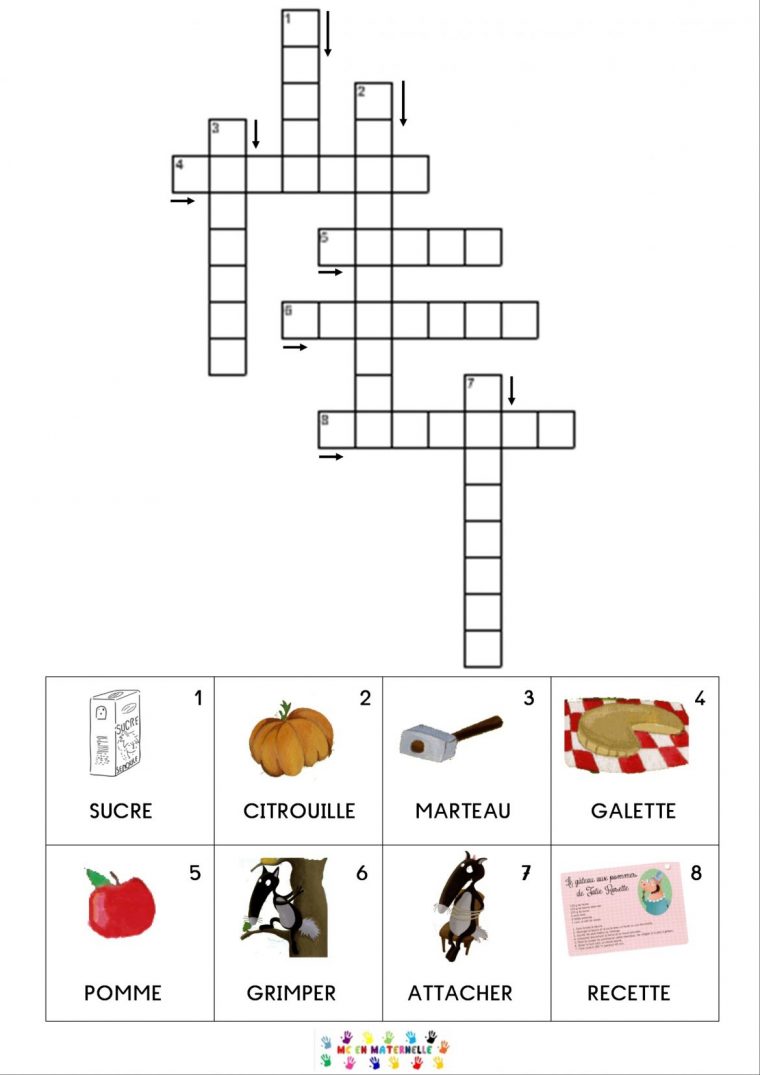 Mots Fléchés – Mc En Maternelle concernant Mots Croisés Enfants À Imprimer