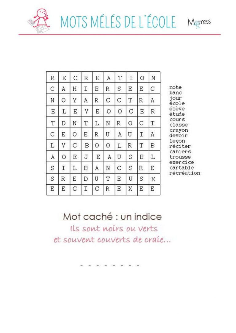 Mots Mélés De Lécole Mots Meles Mots Cachés À Imprimer Destiné Mots Fleches Cm1 Imprimer 3863