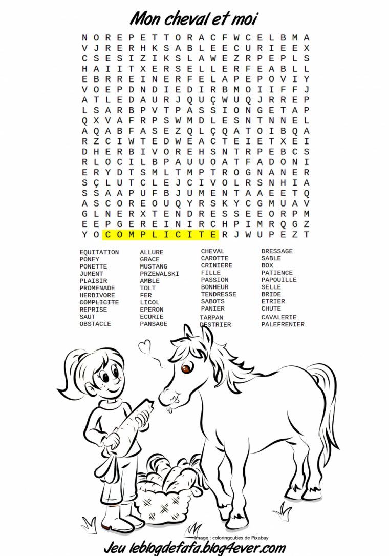 Mots Mêlés Gratuits À Imprimer Cheval Et Équitation (Nouveau dedans Sudoku Junior À Imprimer