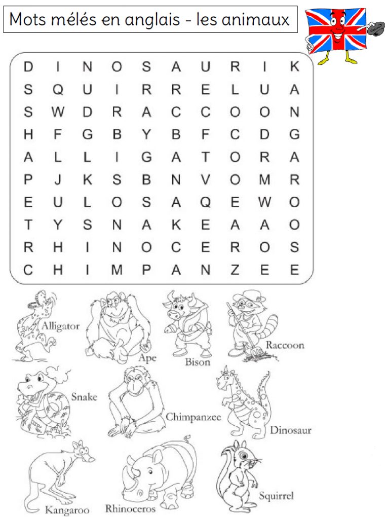 Mots Mélés Sur Le Vocabulaire En Anglais – L Ecole De Crevette serapportantà Jeux En Anglais A Imprimer