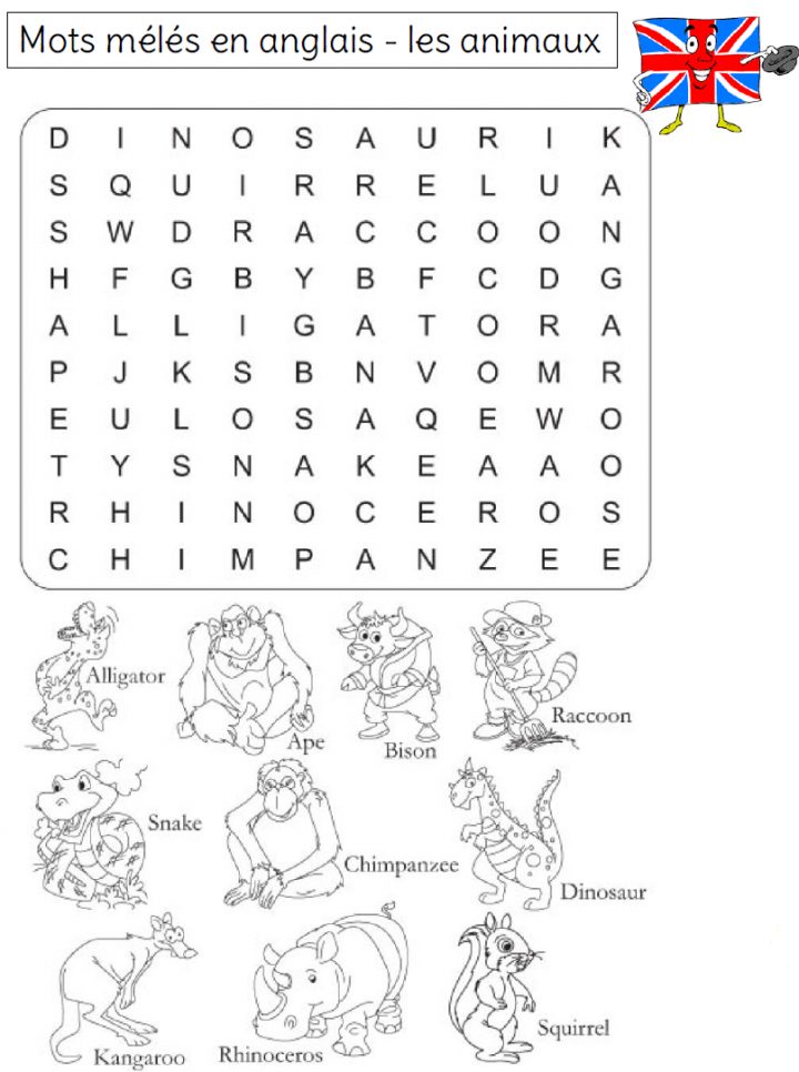 Mots Mélés Sur Le Vocabulaire En Anglais – L Ecole De Crevette tout Mots Croisés Cm2 À Imprimer