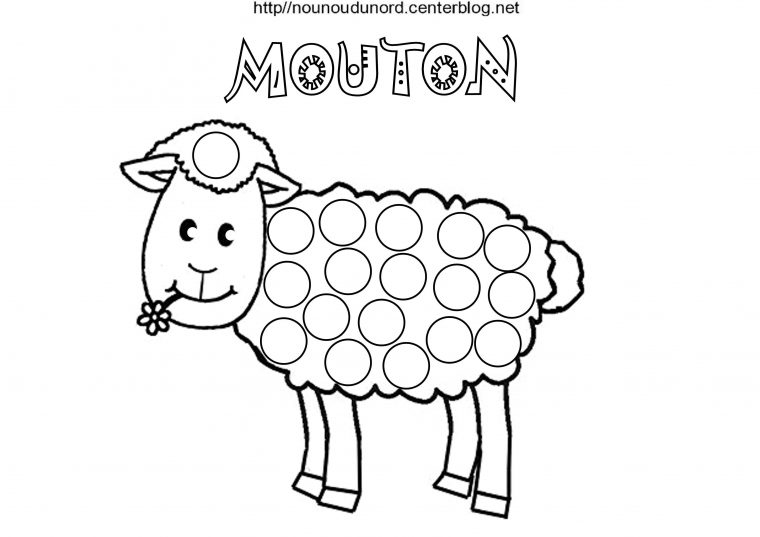 Mouton Coloriage Et Gommettes En Couleur destiné Photo De Mouton A Imprimer