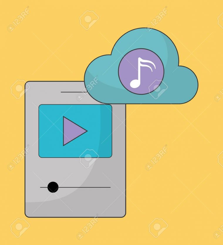 Musique En Ligne Représentée Par Le Jeu, Le Nuage, La Note De Musique Et  L'icône Mp3. Illustration Colorfull Et Plat dedans Jeux De Musique En Ligne