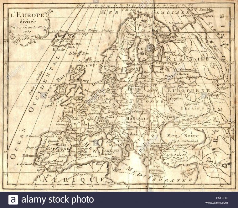 N/a. Français : Carte D'europe Dressée En 1763 Avec Le destiné Carte D Europe En Francais