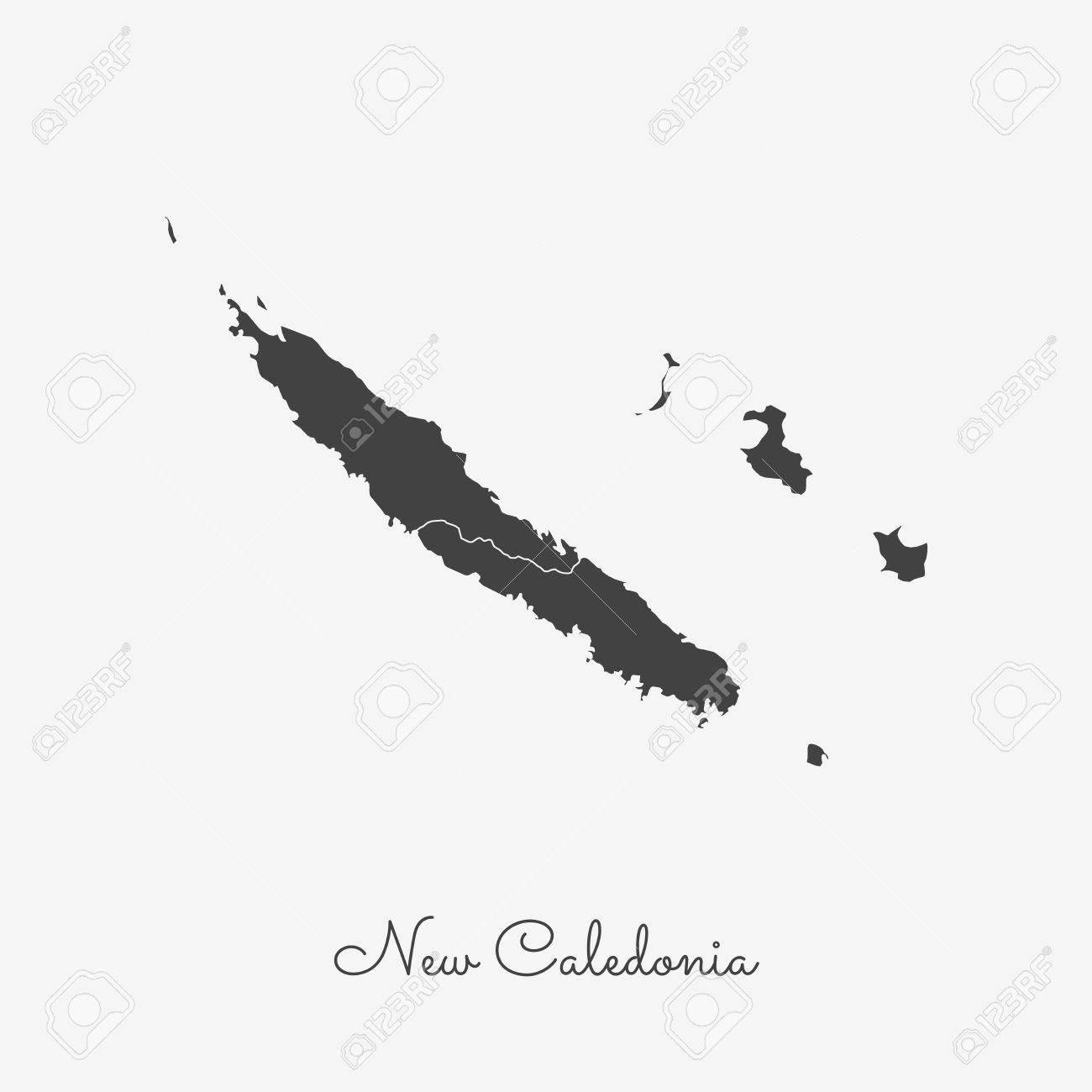 New Caledonia Region Map: Grey Outline On White Background. Detailed.. encequiconcerne Nouvelle Carte Region 