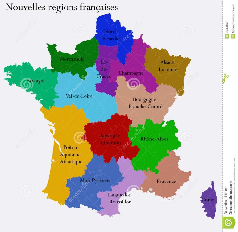 New French Regions Stock Vector. Illustration Of Centre serapportantà Nouvelle Region France