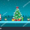 Noel Ağacı Etrafında Noel Baba Ve Stok Vektör (Telifsiz à Pixel Art De Noël