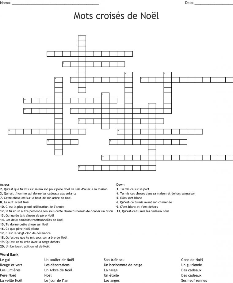 Noel Crossword – Wordmint serapportantà Mots Croisés Noel