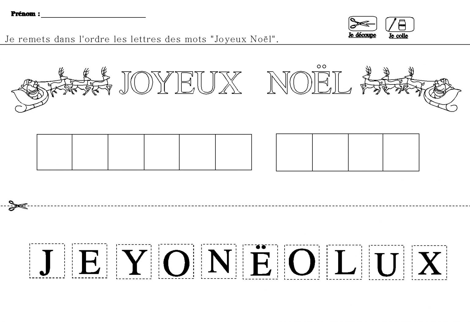 Noel En Maternelle Composer Les Mots Joyeux Noel Avec Les destiné