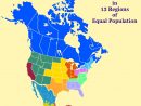 North America In 13 Regions Of Equal Population : Map destiné Les 13 Régions