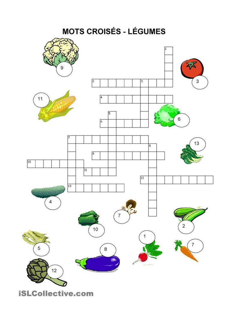 Nourriture – Mots Croisés – Légumes (Avec Images) | Mots serapportantà Mots Croisés Avec Image