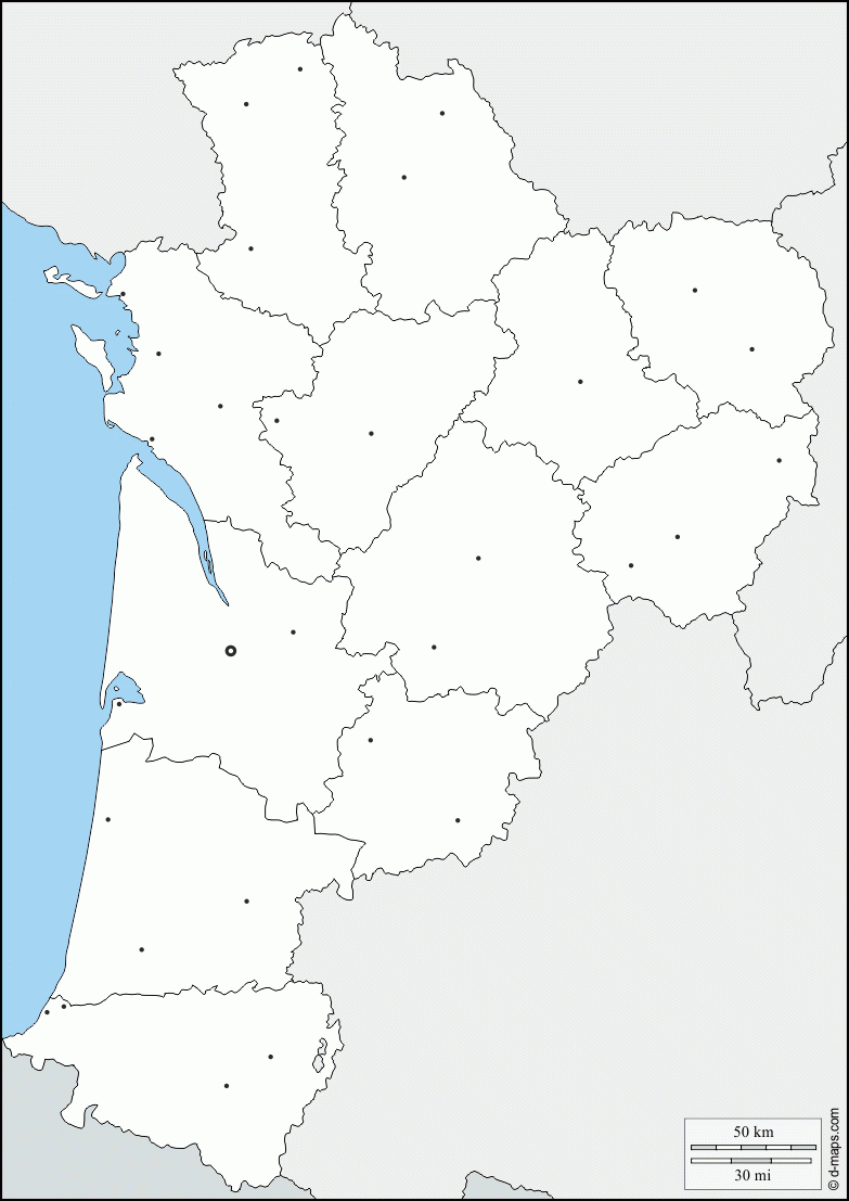 Nouvelle-Aquitaine Carte Géographique Gratuite, Carte avec Carte France Vierge Villes