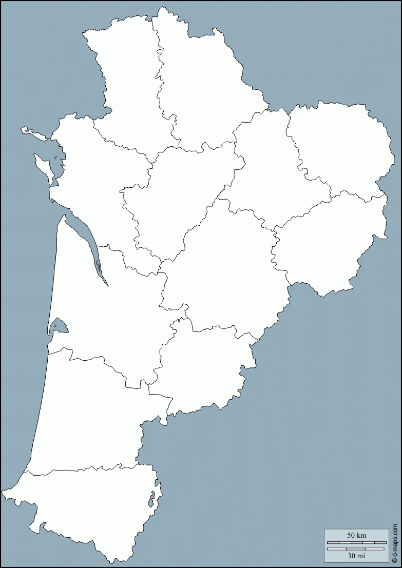 Nouvelle-Aquitaine Free Map, Free Blank Map, Free Outline serapportantà Nouvelle Carte Region