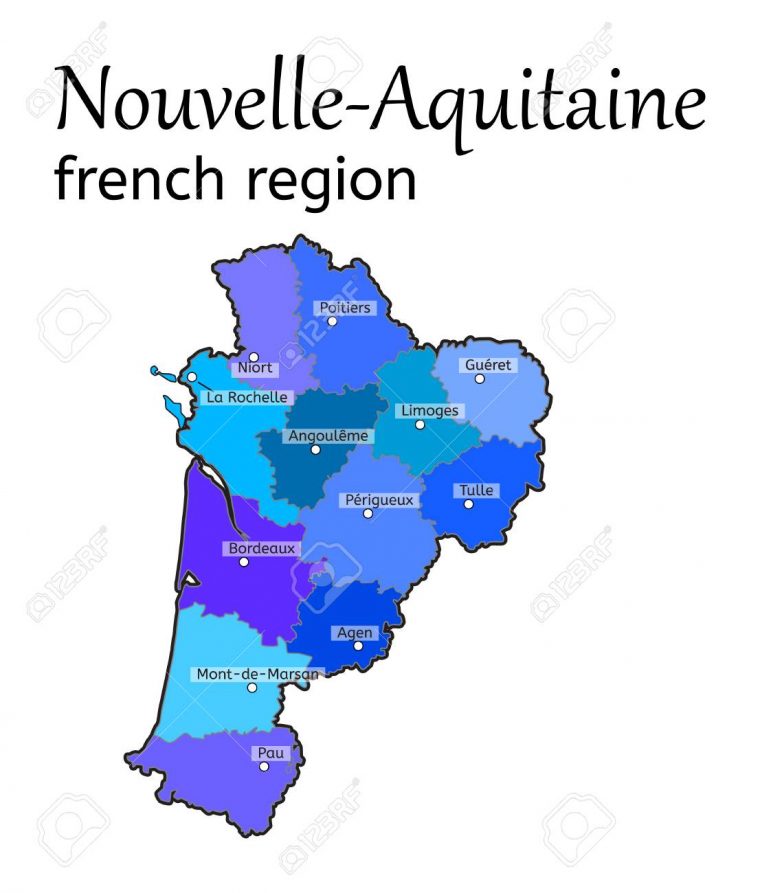 Nouvelle-Aquitaine French Region Map On White In Vector intérieur Nouvelle Region France