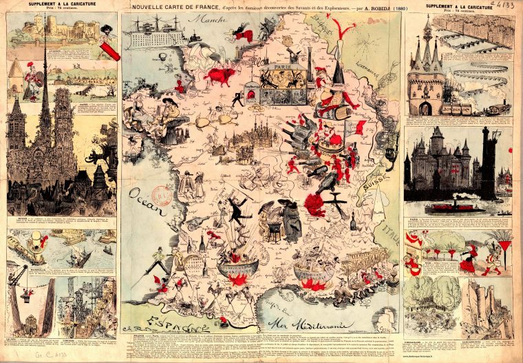 Nouvelle Carte De France Par A. Robida 1880 : France à Carte De France Pour Les Enfants