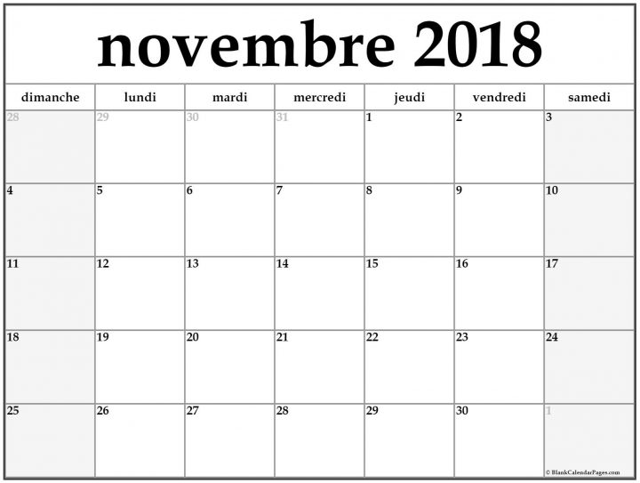 Novembre 2018 Calendrier Imprimable | Calendrier Gratuit serapportantà Calendrier 2018 Enfant