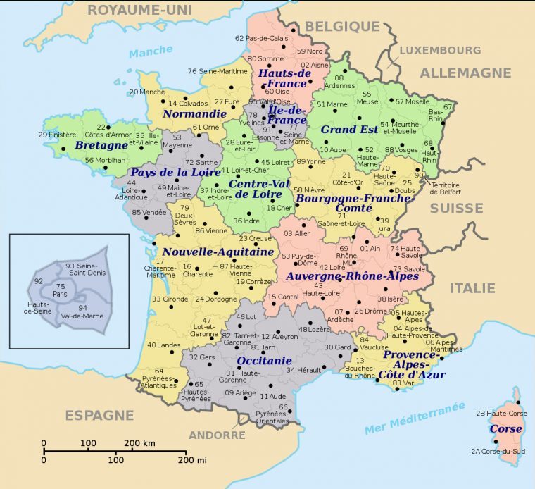 Numérotation Des Départements Français — Wikipédia à Departement Francais Carte