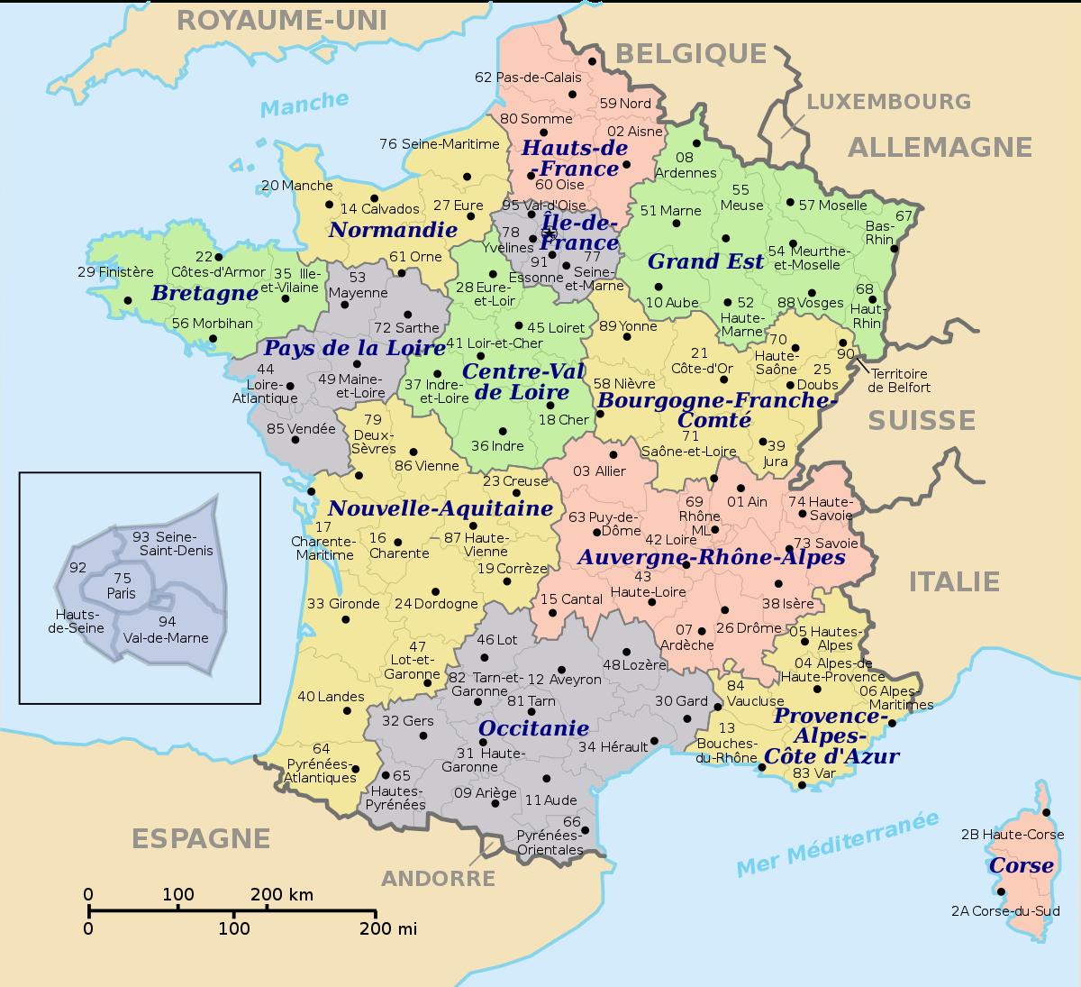 Numérotation Des Départements Français — Wikipédia dedans Région Et Département France