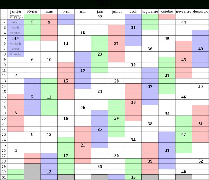 Numérotation Iso Des Semaines — Wikipédia à Calendrier 2018 Avec Semaine