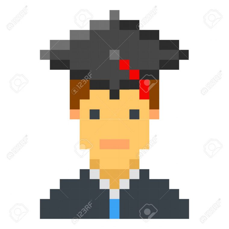 Obtention Du Diplôme Capuchon Étudiant Avatar Pixel Art Dessin Animé Jeu  Rétro Style Jeu pour Jeux Dessin Pixel