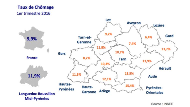 Occitanie : Les Chiffres Du Chômage Par Département | Le Mas encequiconcerne Département 13 Carte