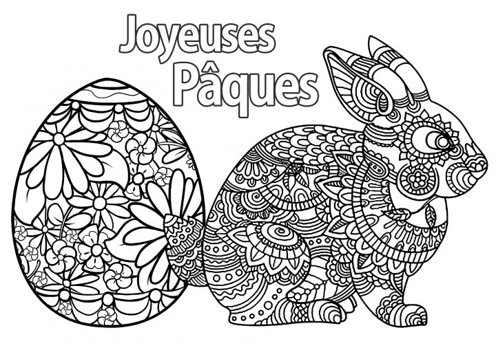 Oeuf Et Lapin De Paques Avec Texte – Pâques – Coloriages destiné Dessin Pour Paques