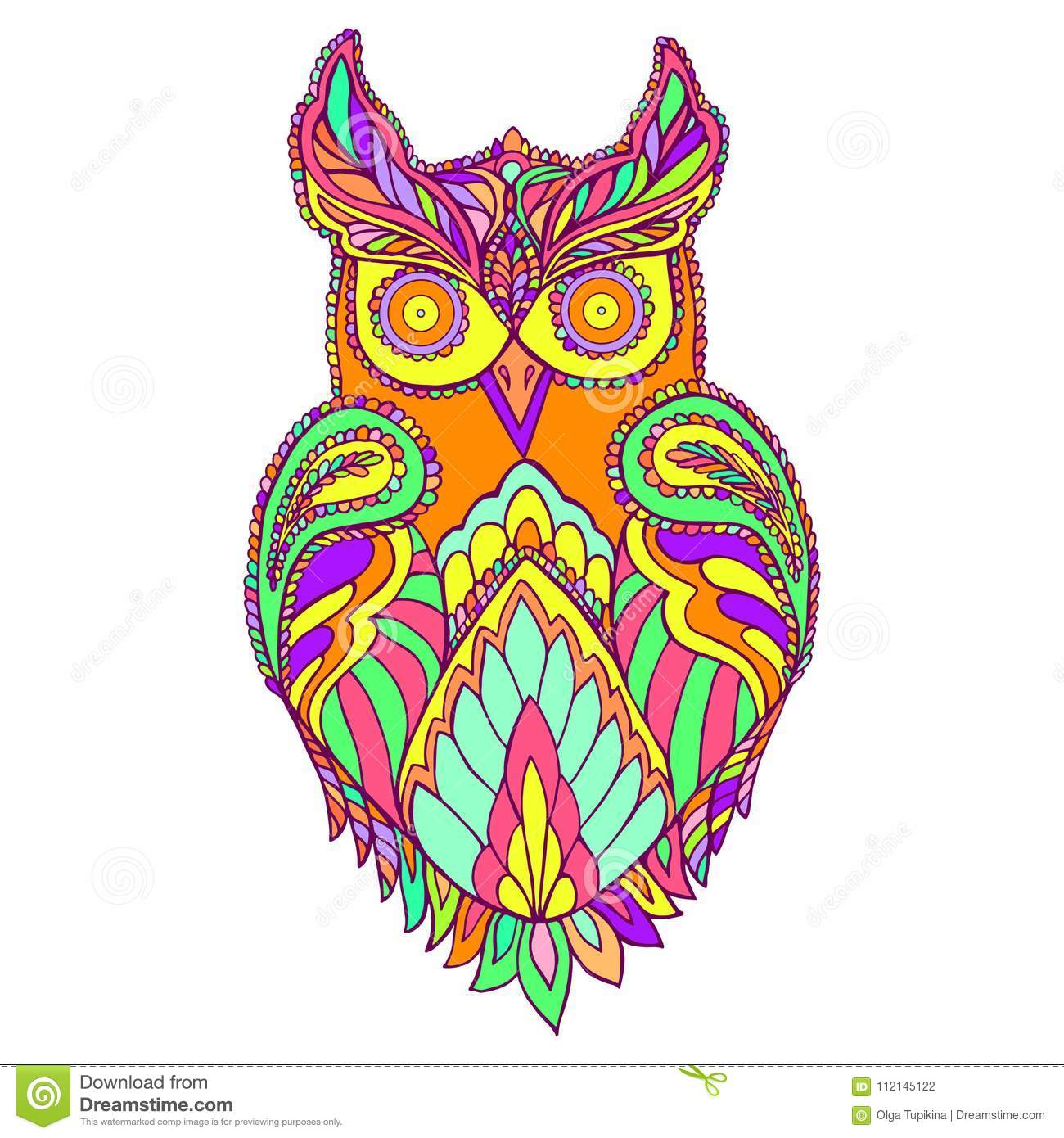 Oiseau D&amp;#039;imagination De Hibou, Page De Couleur Illustration tout Hibou Dessin Couleur 