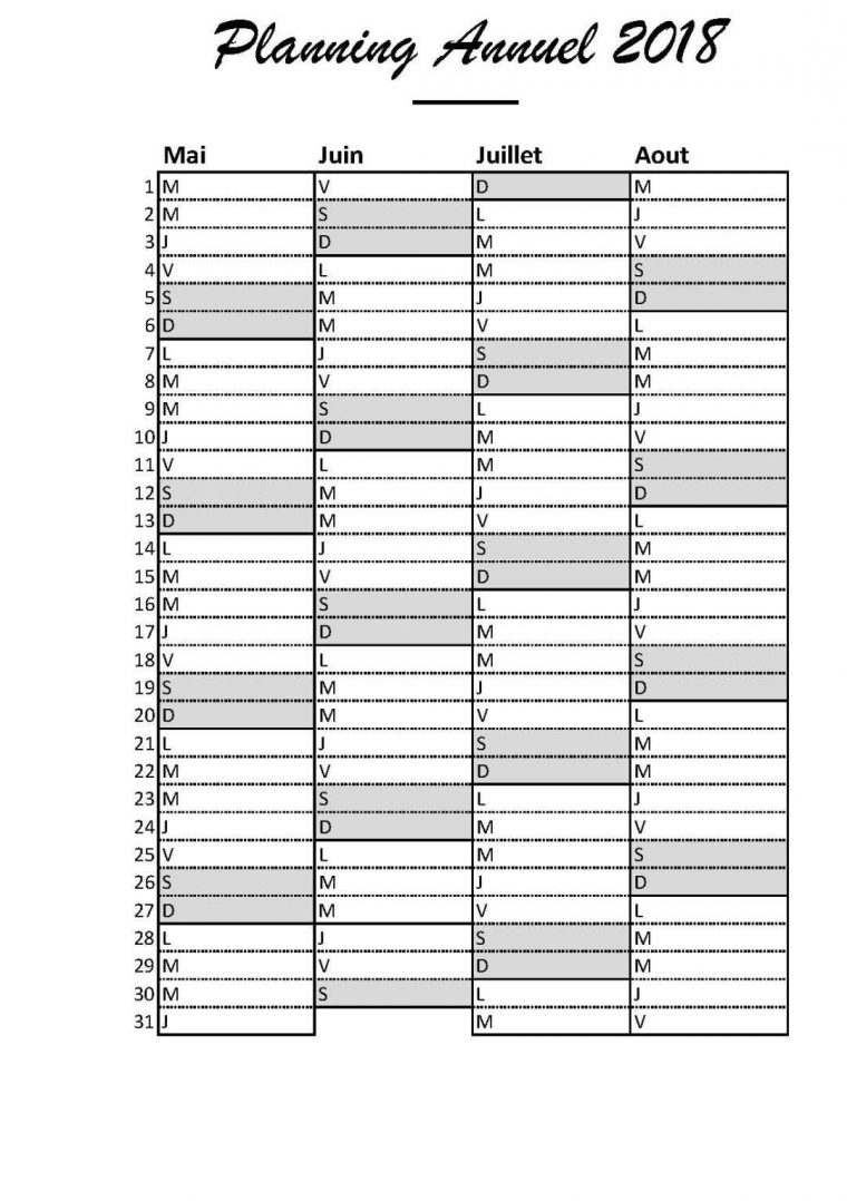 Organisation Mai 2018 | Jegère | Organisation, Planning tout Planning Annuel 2018