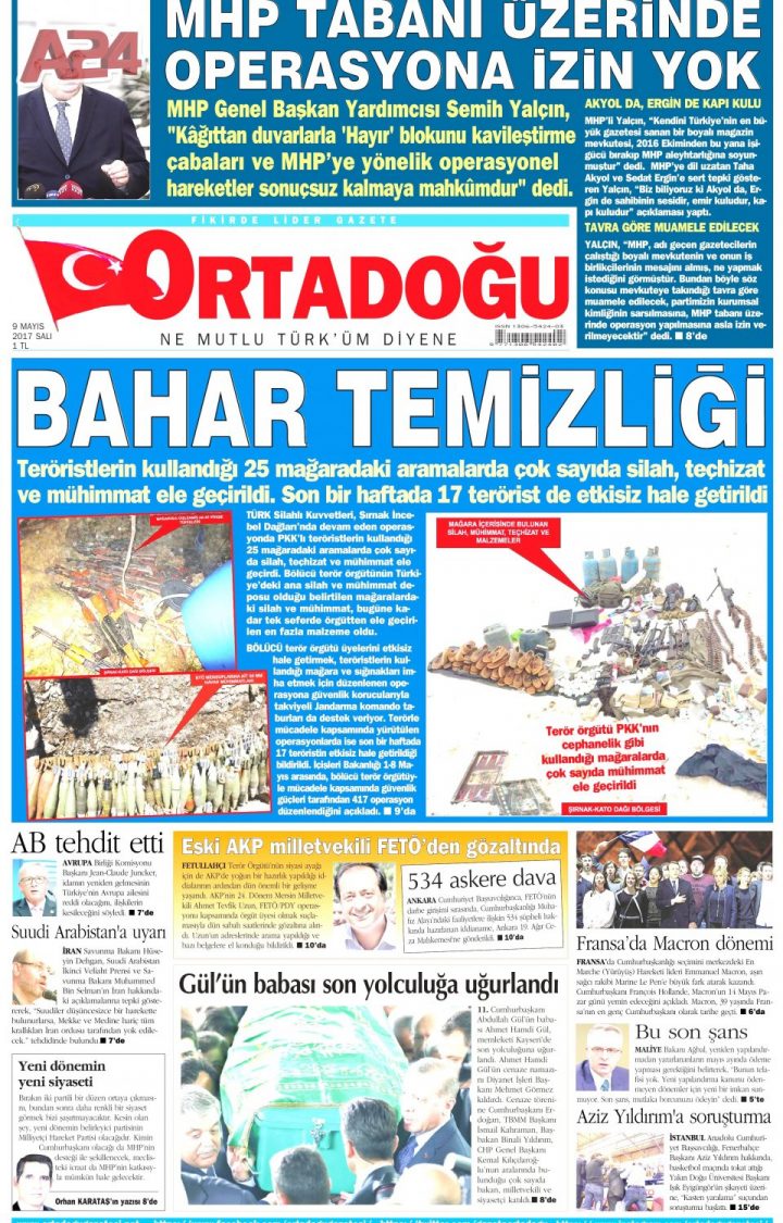 Ortadoğu Gazetesi 09.05.2017 Tarihli Manşeti serapportantà Carte Europe 2017