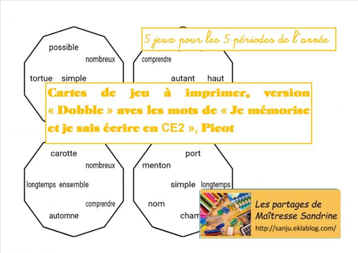 Orthographe Méthode Picot – Les Partages De Maîtresse Sandrine dedans Jeux Ce2 À Imprimer