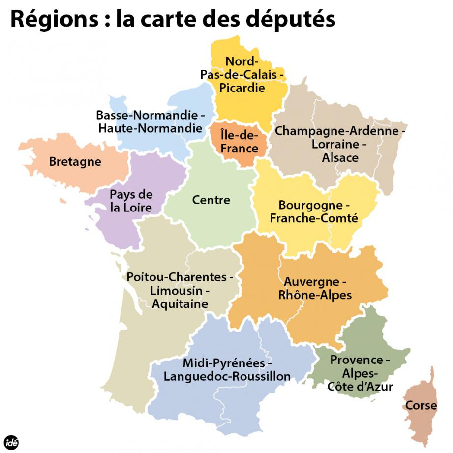 Paca Inchangée, La France Passera À 13 Régions En 2016 encequiconcerne Carte Des 13 Régions