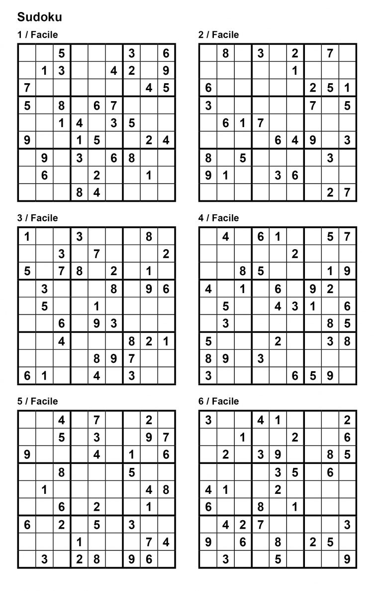 Pack N° 1 De 10 Grilles De Sudoku 9X9 / Niveau Facile concernant Mots Fléchés Facile À Imprimer