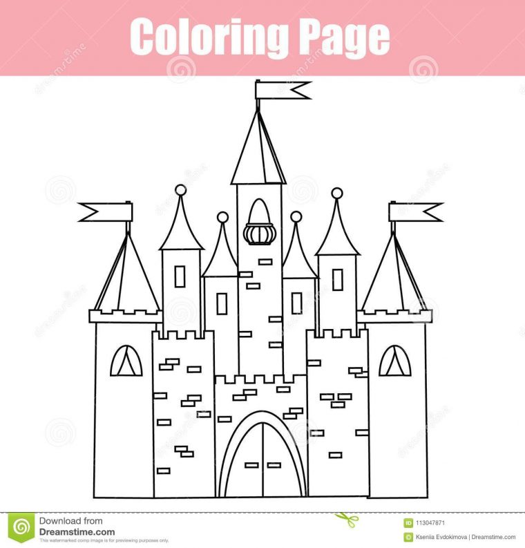 Page De Coloration Jeu Éducatif D'enfants Château Féerique à Chateau De Princesse Dessin