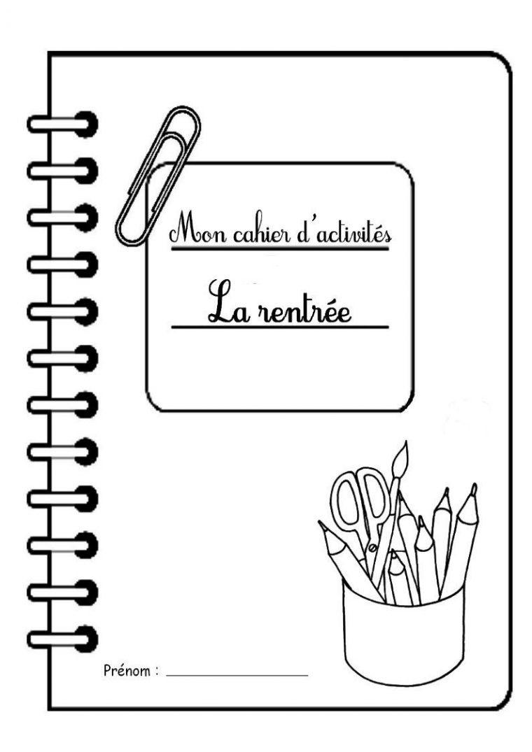 Page De Garde Cahier D'activités "la Rentrée" destiné Cahier D Activité Maternelle