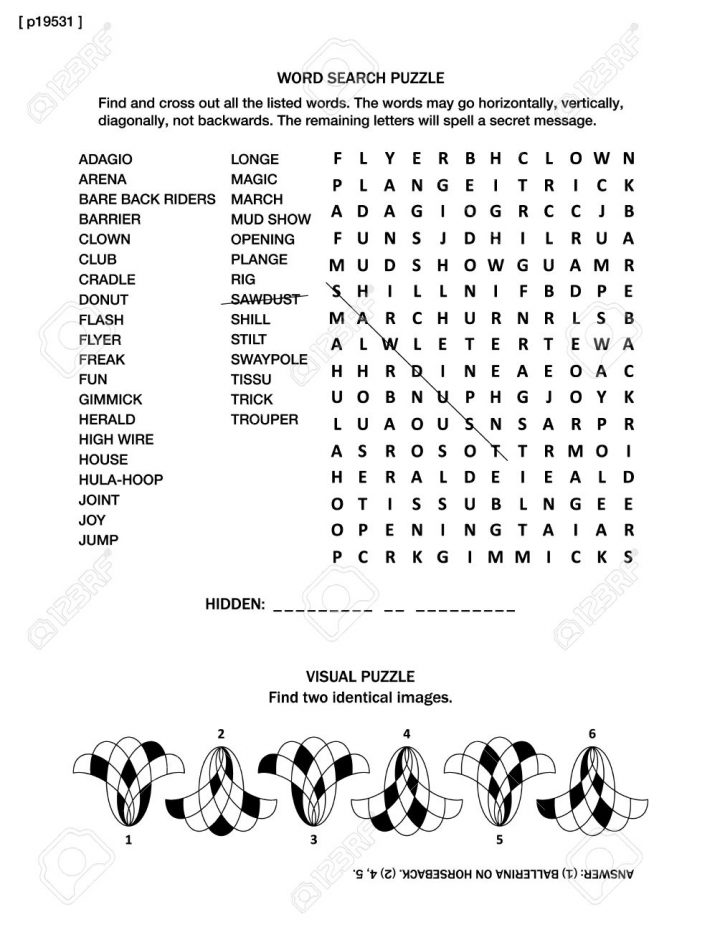 Page Puzzle Avec Deux Jeux De Cerveau: Mot Puzzle De Recherche (Langue  Anglaise) Et Rébus Visuel. Noir Et Blanc, A4 Ou Format Lettre. Réponse  Inclus. avec Jeux Rebus