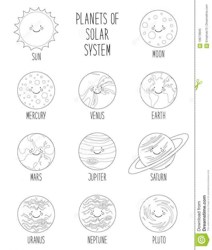 Pages Mignonnes De Coloration Des Personnages De Dessin à Dessin Du Système Solaire