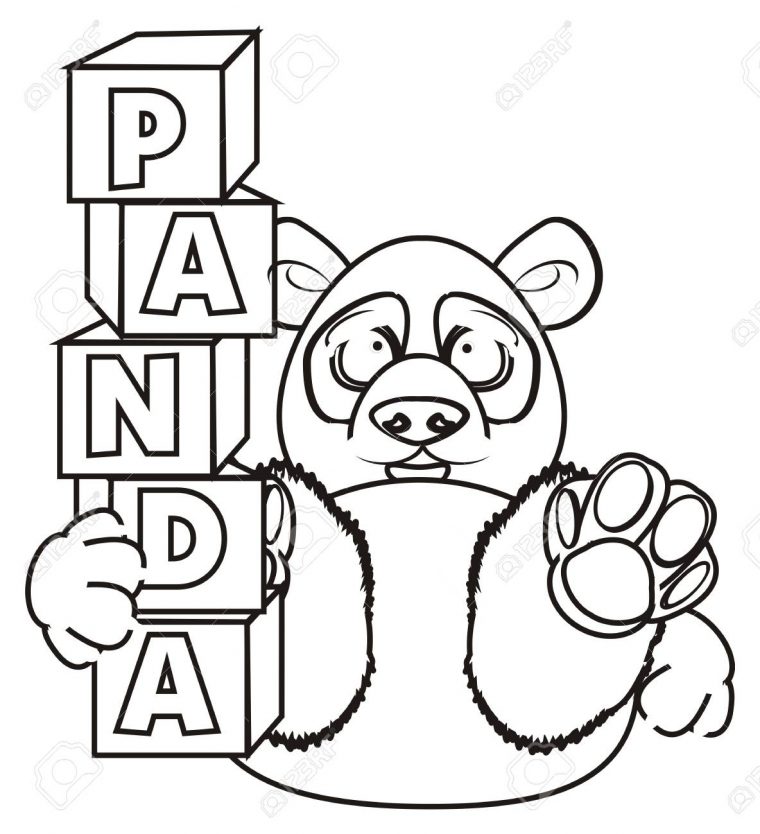 Panda À Colorier Tenir Un Blocs Avec Panda Lettre tout Panda À Colorier