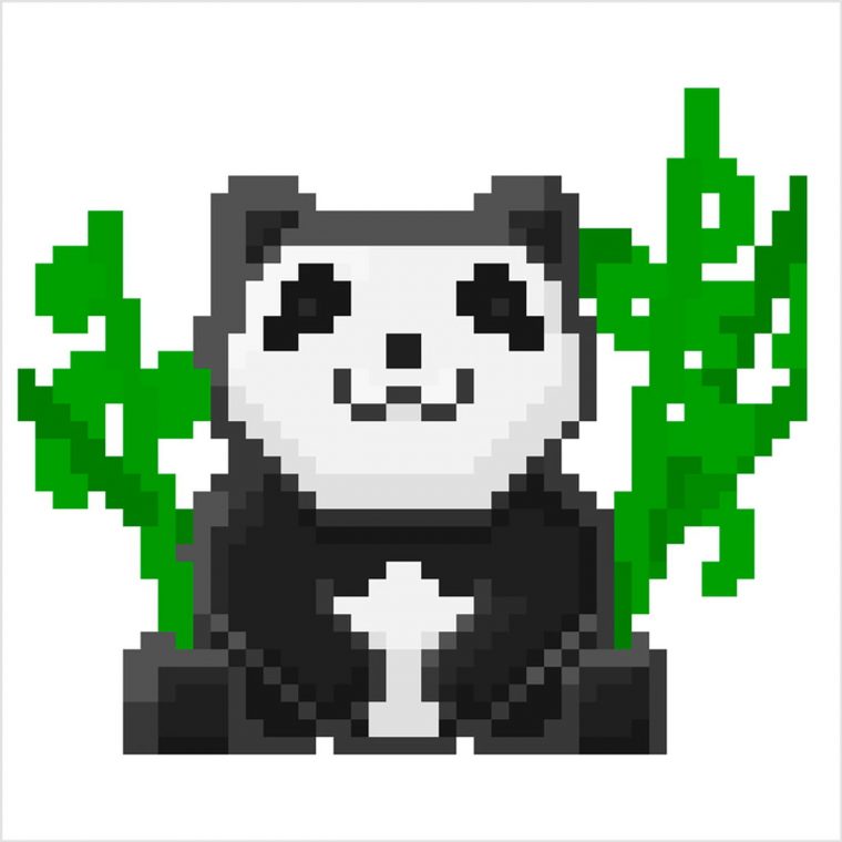 Panda Et Bambous En Pixel Art dedans Modele Dessin Pixel