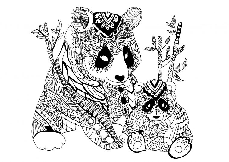 Panda Zentangle Celine – Zentangle – Coloriages Difficiles à Panda À Colorier