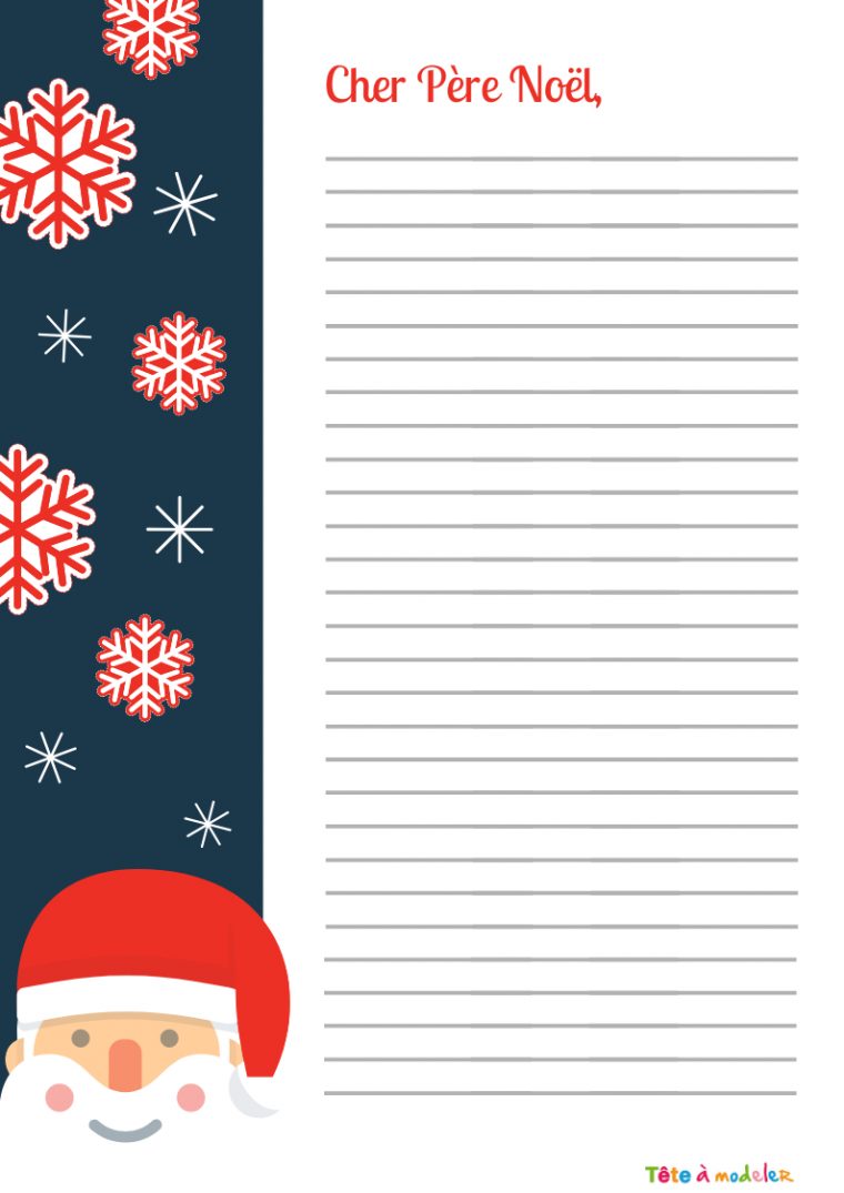 Papier À Lettre À Lignes Gratuit À Imprimer – Tête À Modeler concernant Papier Lettre De Noel