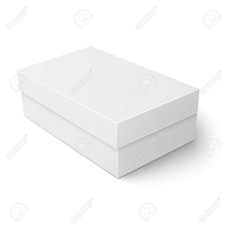 Papier Ou Carton Boîte À Chaussures Blank Modèle Avec Couvercle Fermé Sur  Blanc Fond De Collecte Des Emballages. Vector Illustration. avec Patron Pour Boite En Carton