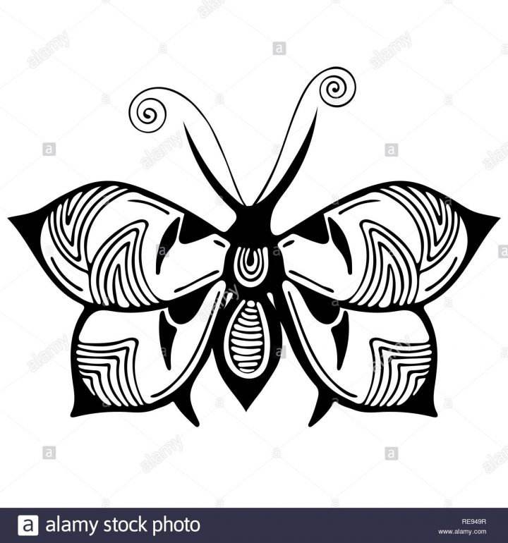 Papillon Abstrait, Dessin En Noir Et Blanc, Contour Ornement concernant Papillon À Dessiner